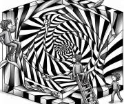 Coloriage Le monde magique d'Illusion d'optique
