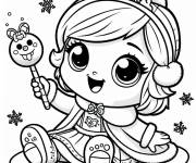 Coloriage B&eacute;b&eacute; Blanche neige kawaii avec des friandises