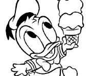 Coloriage B&eacute;b&eacute; Donald Duck aime les Glaces