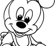 Coloriage B&eacute;b&eacute; Mickey Mouse facile