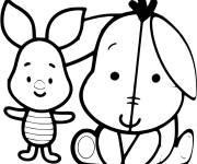 Coloriage Bourriqet et porcinet  Kawaii Disney