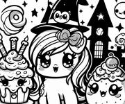 Coloriage Chat kawaii Disney pour Halloween