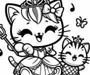 Coloriage et dessins gratuit Chaton mignonne kawaii de dessin anim&eacute; à imprimer