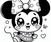 Coloriage et dessins gratuit Chibi Minnie Mouse kawaii de Disney en toute beaut&eacute; à imprimer