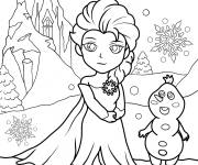 Coloriage Elsa et Olaf kawaii