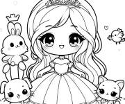 Coloriage Fille princesse kawaii de Disney