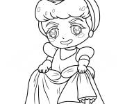 Coloriage Kawaii Cendrillon pour enfants