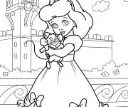 Coloriage La jeune Cendrillon kawaii de Disney