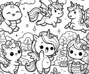 Coloriage Licornes magique kawaii de Disney