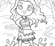 Coloriage Moana kawaii &agrave; la plage