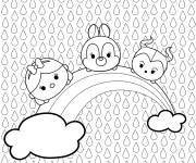 Coloriage Motifs Tsum Tsum arc en ciel kawaii Disney