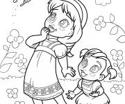 Coloriage Personnages B&eacute;b&eacute; Elsa et Anna kawaii Disney
