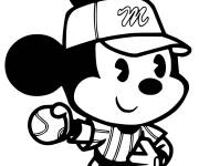 Coloriage Petit Mickey Mouse jouant au Baseball kawaii