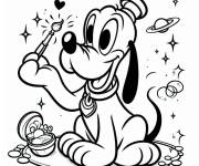 Coloriage et dessins gratuit Pluto Kawaii Disney avec un crayon de couleurs à imprimer