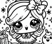 Coloriage et dessins gratuit Princesse kawaii Disney pour Noel à imprimer