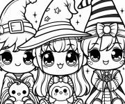 Coloriage Princesses kawaii Disney portant un chapeau