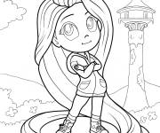 Coloriage Raiponce moderne Kawaii