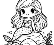Coloriage Sir&egrave;ne kawaii mignonne