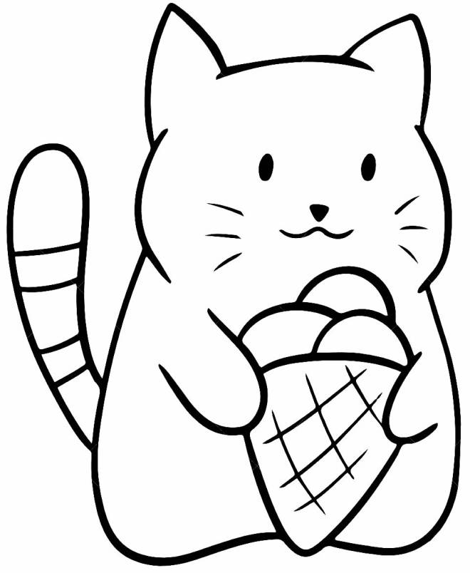 Coloriage et dessins gratuits Chat Kawaii mange de glace à imprimer