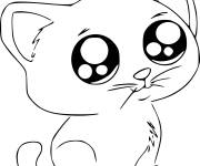 Coloriage Chat Trop Mignon Kawaii