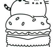Coloriage Chaton et Hamburger Kawaii