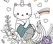 Coloriage Chaton Licorne &agrave; compl&eacute;ter 