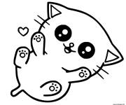 Coloriage Chaton Mignon Kawaii 