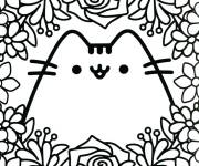 Coloriage Chatons Kawaii et Fleurs