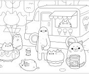 Coloriage Chats mignons Kawaii