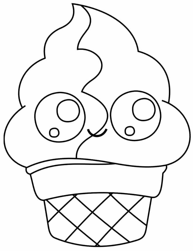 Coloriage et dessins gratuits Crème glacée avec des yeux Kawaii à imprimer