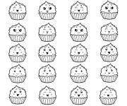Coloriage Cupcake Kawaii facile
