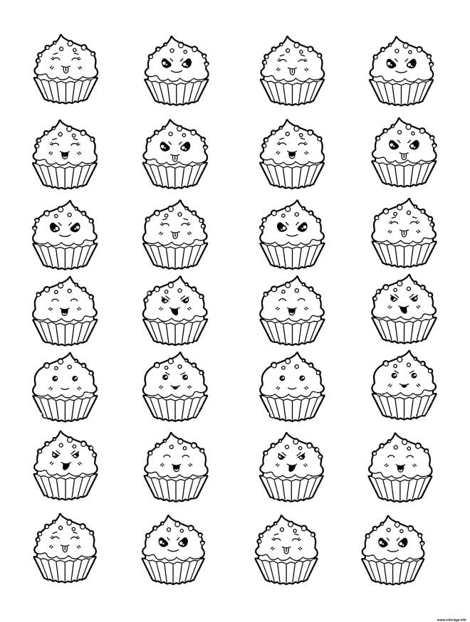 Coloriage et dessins gratuits Cupcake Kawaii facile à imprimer