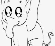 Coloriage Éléphant Kawaii