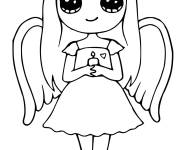 Coloriage Fille Ange Kawaii