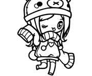 Coloriage  Fille mignonne Kawaii 