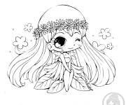 Coloriage Fille mignonne Manga Kawaii