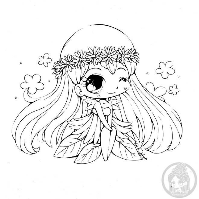 Coloriage Fille Mignonne Manga Kawaii Dessin Gratuit Imprimer
