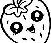 Coloriage Fraise Mignonne Kawaii 