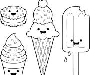 Coloriage et dessins gratuit Glace kawaii à imprimer