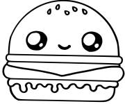 Coloriage Hamburger Kawaii