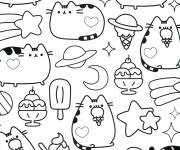 Coloriage et dessins gratuit Kawaii chat et glace à imprimer