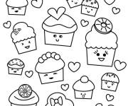 Coloriage Kawaii Cupcake 