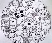 Coloriage Kawaii Difficile
