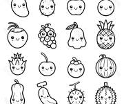 Coloriage Kawaii Fruits