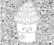 Coloriage et dessins gratuit Kawaii Glace avec yeux à imprimer