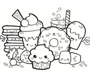 Coloriage kawaii Glaces
