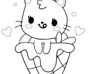 Coloriage et dessins gratuit Kawaii Licorne Chat sur glace  à imprimer