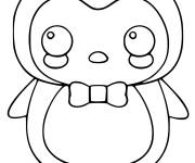 Coloriage Kawaii manchot facile