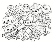 Coloriage et dessins gratuit kawaii nourriture à imprimer