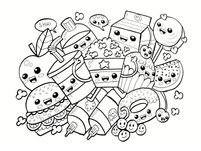 Coloriage et dessins gratuits kawaii nourriture à imprimer